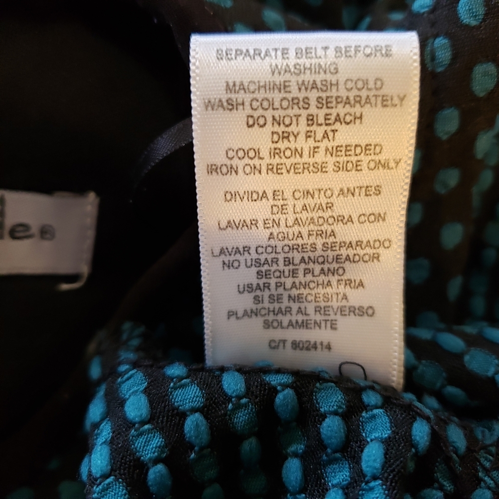 💙Danny & Nicole Women's Black With Teal Polkadots Dress Size 8💙 - Picture 4 of 4